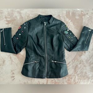 Molly Bracken Black Rhinestone Leather Jacket